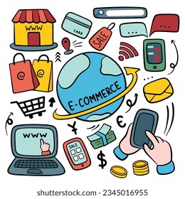 hand drawn e-commerce doodle art illustration