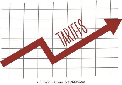 Hand Drawn Economic Graph Showing Rising Tariffs and Upward Arrow Trend