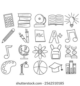 Hand drawn Education Doodle illustration set