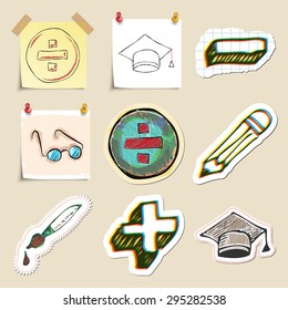 Hand drawn education emblems set. Isolated. Stickers