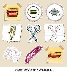 Hand drawn education emblems set. Isolated. Stickers
