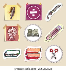 Hand drawn education emblems set. Isolated. Stickers