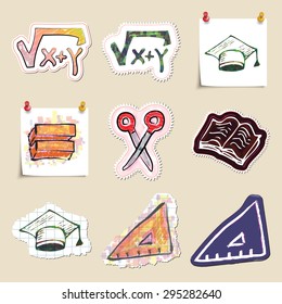Hand drawn education emblems set. Isolated. Stickers