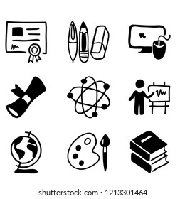 Hand Drawn Education icon set vector