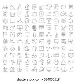 hand drawn education icons, school icons