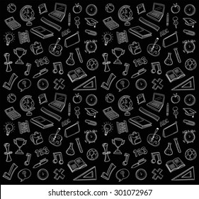 Hand Drawn Education Icons Vector Against Black Background