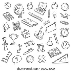 Hand Drawn Education Icons Vector Against White Background