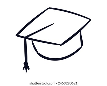 hand drawn Education Scribbles Line Vector Graduation hat scribble drawing