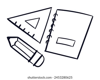 hand drawn Education Scribbles Line Vector School Stationary Scribbbles set