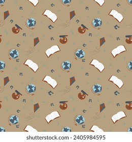 Hand drawn education seamless pattern. Vector illustration.