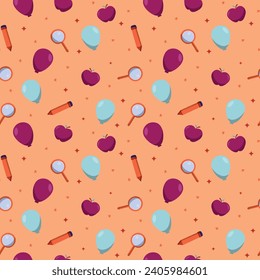 Hand drawn education seamless pattern. Vector illustration.