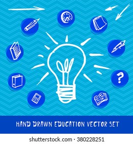 hand drawn education vector icon set