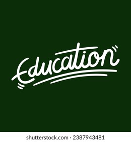 hand drawn education word on black background. gradient education concept