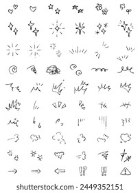 Hand drawn effect icon set, cartoon expression, decoration material