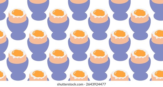 Hand Drawn Egg with fluid yolk Seamless Pattern Food Banner Egg Day or Breakfast Themes Background