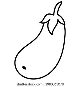 Hand drawn eggplant icon. Vector badge vegetable in the old ink style for brochures, banner, restaurant menu and market. Hand drawn eggplant illustration in vector. Doodle eggplant