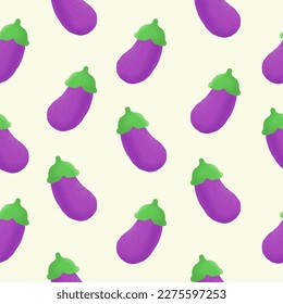 hand drawn eggplant seamless pattern