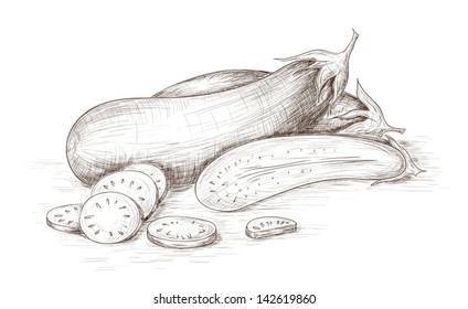 Hand drawn eggplants