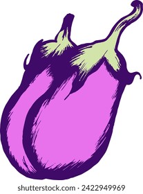 A Hand Drawn Eggplants Illustration is an artistic representation of the versatile and visually intriguing eggplant.