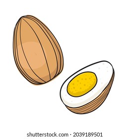 Huevos dibujados a mano en un fondo blanco.