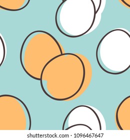 Hand drawn eggs. Vector artistic seamless pattern with food. Actual illustration 