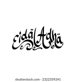 Hand drawn of Eid al Adha text. doodle of eid al adha text illustration