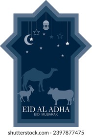 Hand drawn of Eid al adha. Set of Islamic shape window frame in flat style, vector illustration