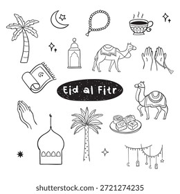 Handgezeichnetes ID-Al-Fitr-Doodle-Symbol