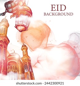 Hand drawn eid al-fitr eid mubarak illustration