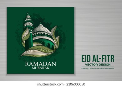 Hand drawn eid mubarak or eid al-fitr background for greeting card
