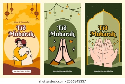 Hand Drawn Eid Mubarak Greeting Card Collection