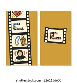 Diseño de la plantilla de sobre de dinero de Hand Drawn Eid Mubarak