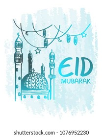 Hand drawn Eid Mubarak vector