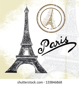 hand drawn Eiffel tower
