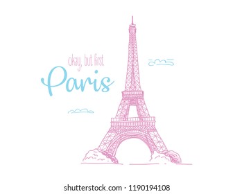 Hand drawn Eiffel Tower illustration vector