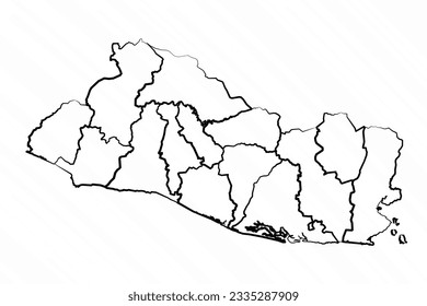 Hand Drawn El Salvador Map Illustration, can be used for business designs, presentation designs or any suitable designs.