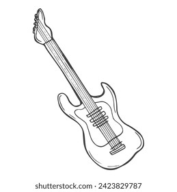 Handgezeichnete elektrische Gitarrensymbol im Doodstyle-Stil