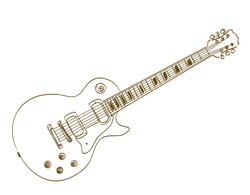 Hand Drawn Electric Guitar On White Les Paul
