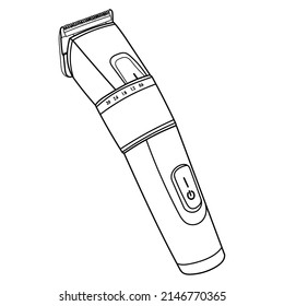 Hand drawn electric hair clipper, beard trimmer. vector doodle illustration