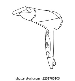 Hand drawn electric hairdryer. 3d view. Outline vector doodle illustration.	
