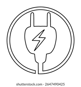 Ilustración vectorial de contorno de icono de enchufe eléctrico dibujado a mano