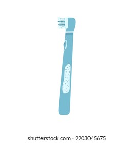 Pincel de dientes eléctrico dibujado a mano para cepillar dientes en estilo plano de dibujos animados. Ilustración vectorial de suministros dentales, concepto de atención dental, higiene bucal