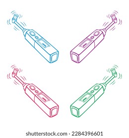 Ilustración del vector de cepillo de dientes eléctrico dibujado a mano
