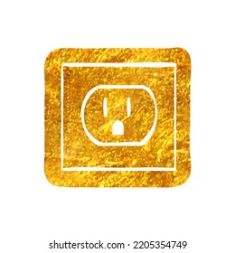 Icono de salida eléctrica dibujado a mano en ilustración vectorial de textura de lámina de oro
