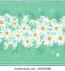 Hand drawn elegance fresh floral seamless banner. Vintage botanical endless background. All objects are conveniently grouped  and are easily editable