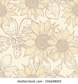 Hand  drawn  elegance tender old floral seamless pattern. All objects are conveniently grouped and are easily editable.