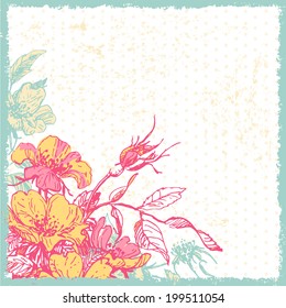 Hand  drawn  elegance tender  vintage  floral background. All objects are conveniently grouped and are easily editable. background seamless pattern included
