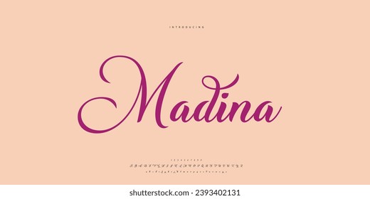 Letra con letras elegantes dibujadas a mano tipo de letra y número. Diseños de moda mínimos con letras clásicas. Tipografía moderna de serif con el concepto de vintage decorativo regular. ilustración vectorial