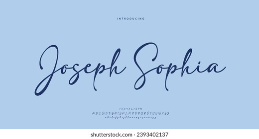 Handgezeichnete, elegante Buchstaben Schriftart und Nummer. Classic Lettering Minimal Fashion Designs. Typografie moderne Serifenschriften erhalten ein traditionelles dekoratives Vintage-Konzept. Vektorgrafik