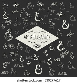 Hand drawn elegant ampersands and curls. Decorative elements for your design